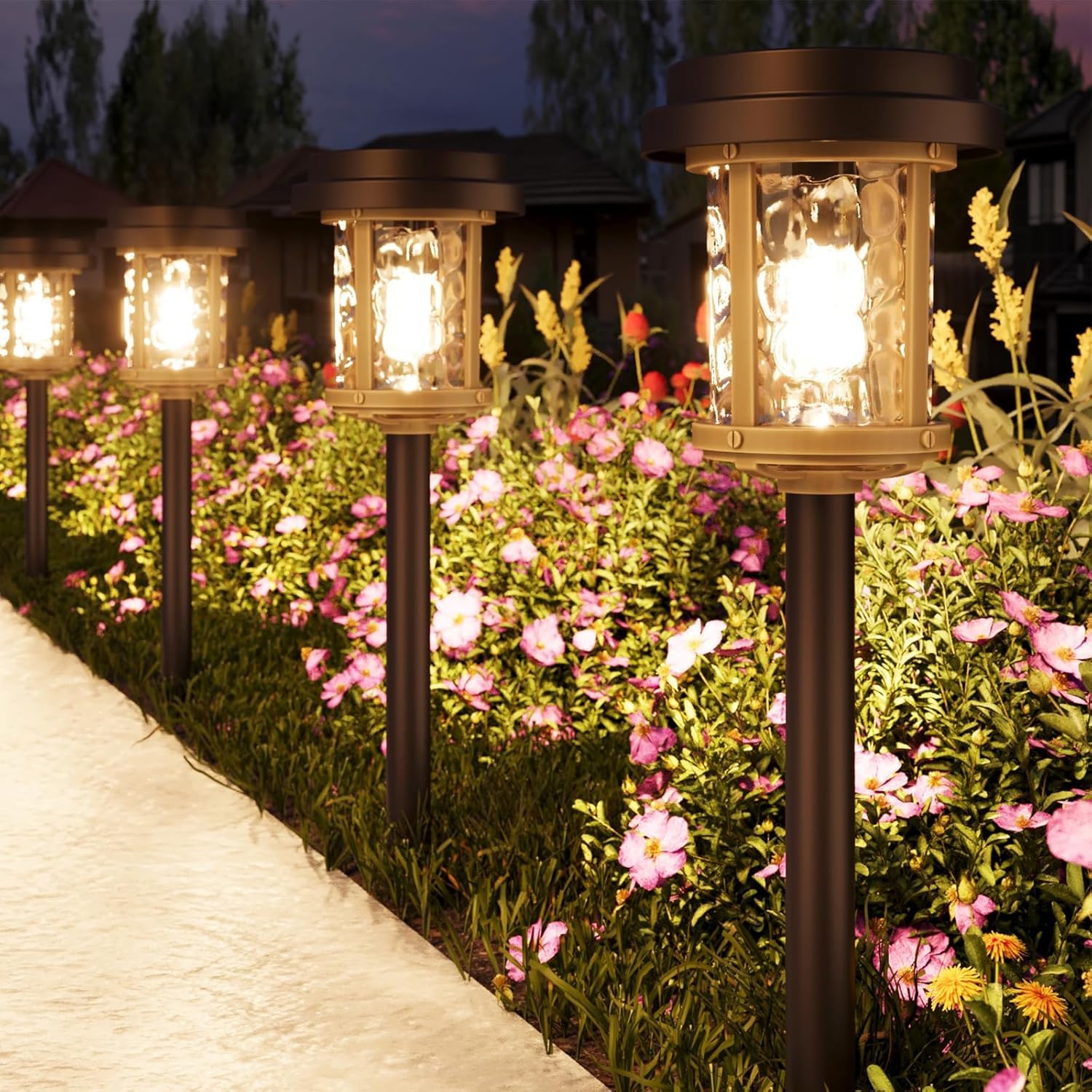 Photo 1 of XMCOSY+ Solar Pathway Lights Outdoor, 6 Pack Solar Powered Garden Lights, 20 LM LED Glass Landscape Lights, Waterproof Lighting for Garden Yard Landscape Driveway Walkway