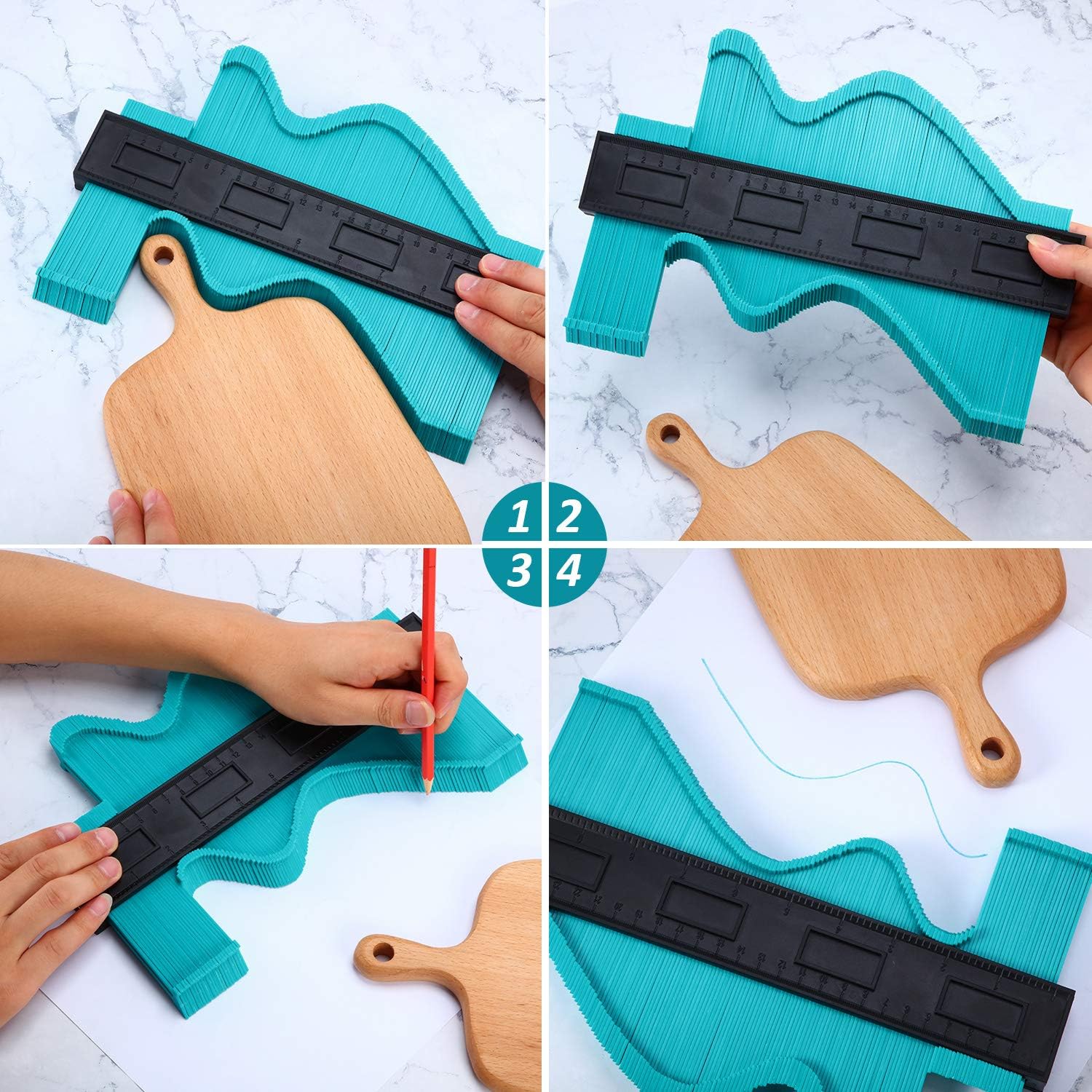 Shaping Measure Ruler Contour Gauge Duplicator 10 Inch Plastic Profile Gauge Shaping Measure ...