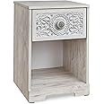 Signature Design by Ashley Paxberry Bohemian 1 Drawer Nightstand with Open Cubby, 22.09" Tall, White