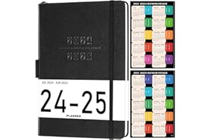 ARTFAN Planner 2024-2025 - 12-Months 2024-2025 Planner Weekly and Monthly, July 2024 - June 2025, 5.75" x 8.25", Saffiano Leather with Thick Paper, Back Pocket with 40 Notes Pages - Black
