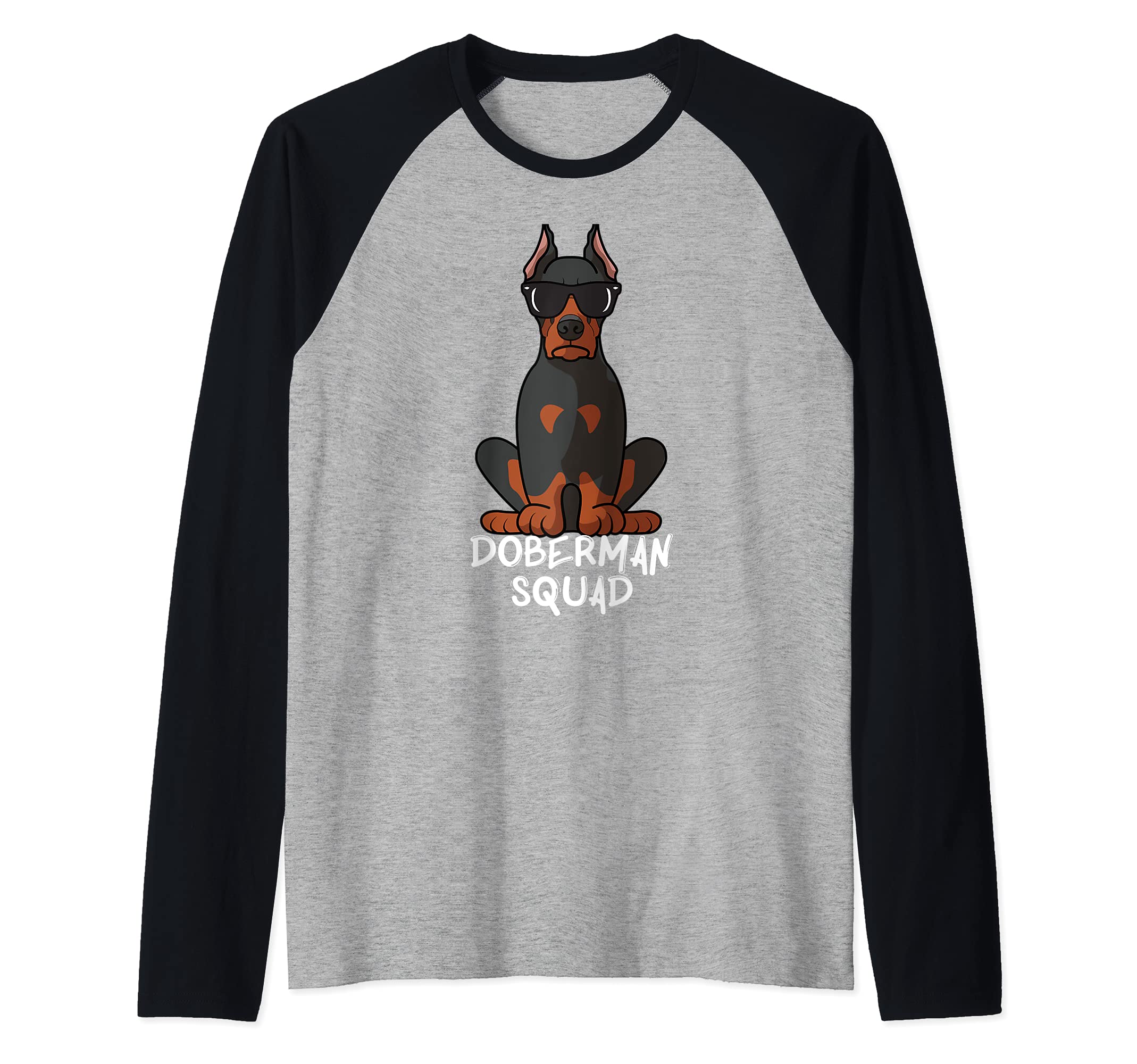 Cool Doberman Pinscher Squad Dog Mom Dog Dad Raglan Baseball Tee