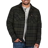 Coleman Sherpa Lined Yukon Flannel Shirt Jackets with Corduroy Trim Red/Charcoal Large