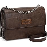 Wrangler Flap Crossbody Purse for Women Shoulder Bag Vintage Wallets with Chain Strap