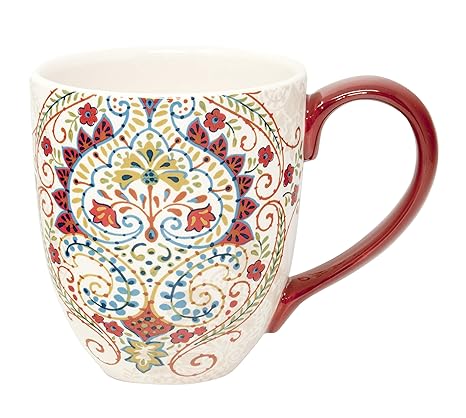 Jumbotasse Becher XXL folkloristische Deko 810 ml aus Keramik Trinkbecher Smoothie Becher Geschenk Büro Tasse für Kaffee Teet