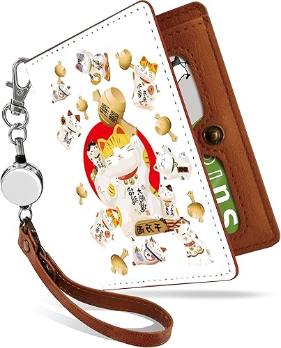 Amazon パスケース 定期入れ リール付き かわいい まねき猫 打出の小槌 開運 キャラ イラスト 二つ折り 中がみえない おしゃれ メンズ 動物 アニマル柄 金 まねき猫 打出の小槌 開運 Ps Pretimo 定期入れ