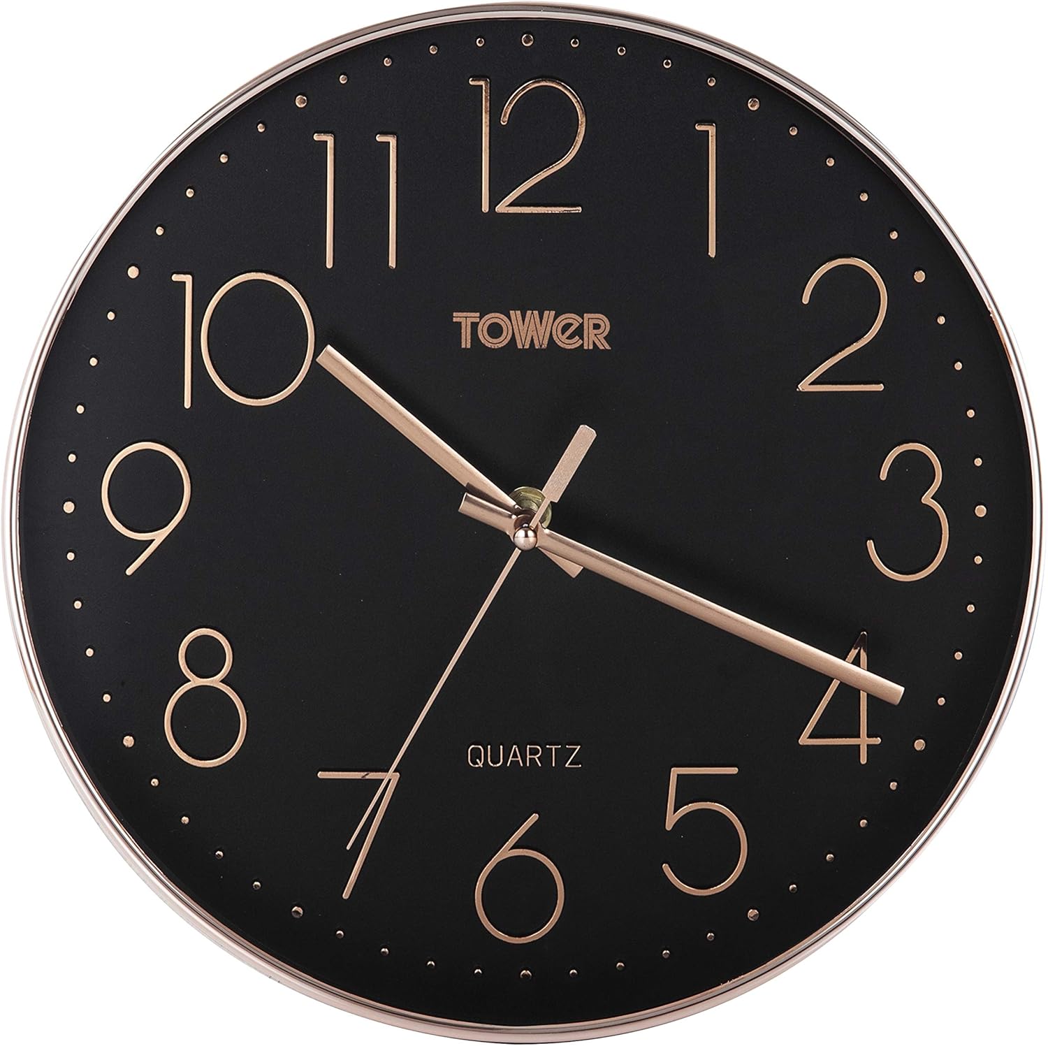 Tower T878500RB Rose Gold Wall Clock, Black, 30 cm Amazon.co.uk