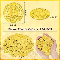 120 PCS Gold Coins, 1.4 in Plastic Gold Coins, 0.08