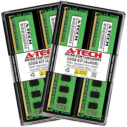 A-Tech 32GB Kit (4x8GB) DDR3 1866MHz PC3-14900 CL13 UDIMM 2Rx8