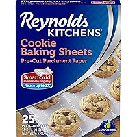 Kitchens Cookie Baking Sheets, Pre-Cut Parchment Paper, 25 Sheets (Pack of 4), 100 Total Sheets, New
