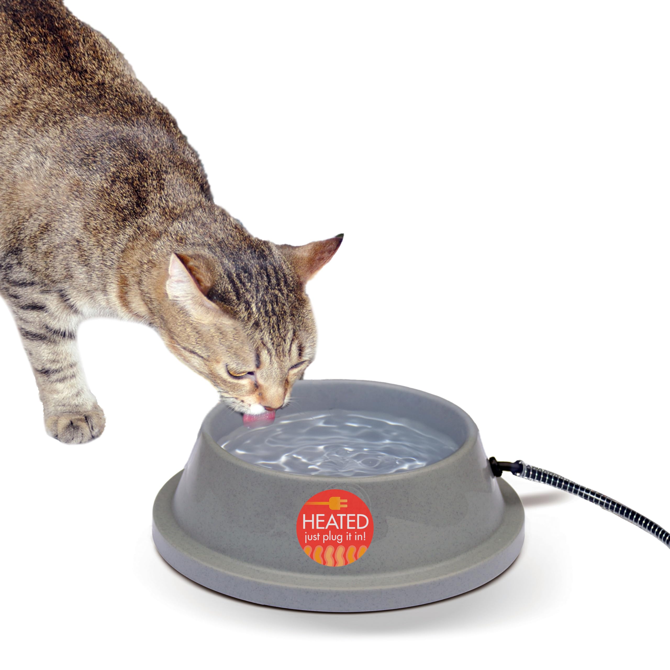 Photo 1 of K&H Pet Products Thermal-Bowl Heated Water Bowl for Cats & Dogs Outside, Safety Listed Outdoor Heated Dog Dish for Pets, Automatic No Freeze, Anti Chewy Cord - 32 Ounces Gray 12W