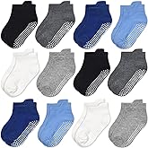 GRPSKCOS Non Slip Toddler Baby Socks 12 Pairs Anti Skid Ankle Socks for Girls Boys Grips Sock for 0-7 Years Children