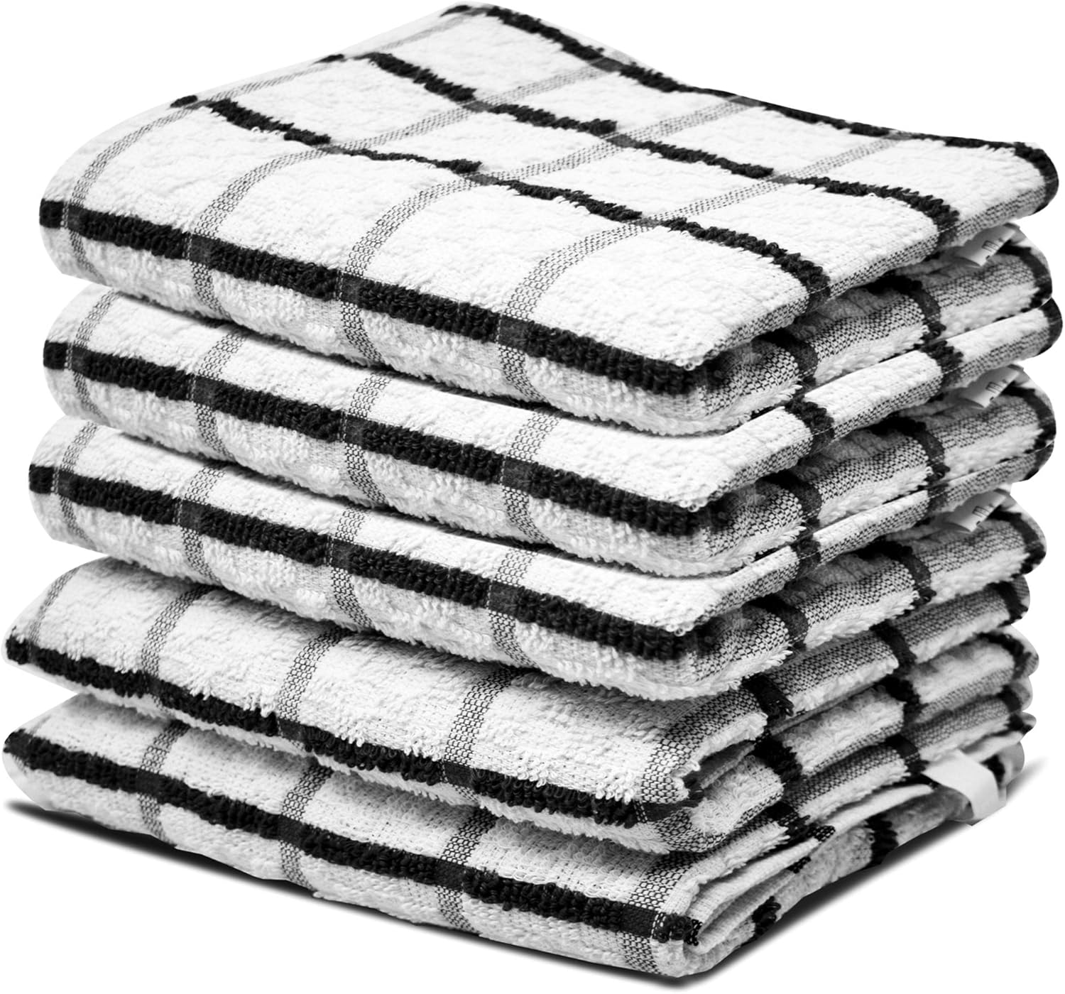 Xelay Pack Of 10 100 Cotton Jumbo Terry Tea Towels Set Black White