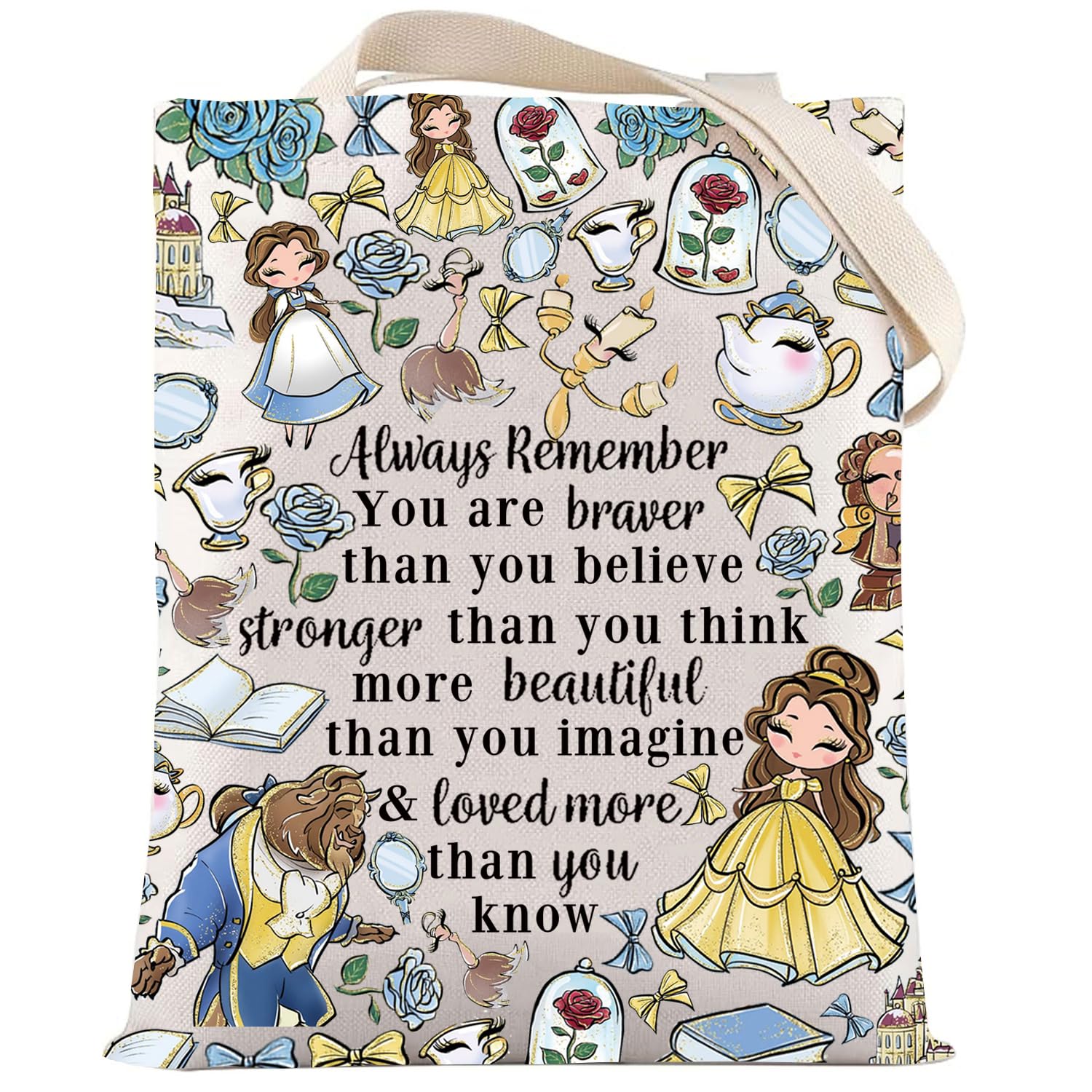 LEVLO Fairy Tales Cosmetic Bag Movie Inspired Gifts You Are Braver Stronger Smarter Than You Think Zipper Pouch Bag, Beauty Black Tote