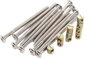 binifiMux M6 x 100mm Bunk Bed Bolts,IKEA Bedframe Bolts, IKEA Headboard Bolts, Bed Bolt M6 Barrel Nut, Nickel Bolts for IKEA Chairs, Pack of 10