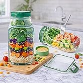 Daursul Salad Jar With Side Opening With Leakproof Dressing Compartment,Portable Food Storage for Meal Prep,Travel,Outdoor Dining (1)