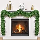 6 FT Faux Cedar Garland Realistic, Christmas Garland with Lights for Mantle, Christmas Real Touch Norfolk Pine Garland for Home Table Front Door Indoor Outdoor Christmas Decor