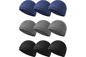 JEERE 9 Pcs Cooling Skull Cap Camo Liner Sweat Wicking Lightweight Cycling Cap Running Head hat for Men Women