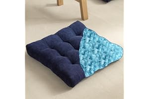 YZ HOME Floor Pillow for Adults, Meditation Cushion for Floor Seating, Square Floor Cushion with Shredded Blue Memory Foam Filling for Yoga, Classroom, Living Room, Outdoor - Navy, 20x20x4 Inch