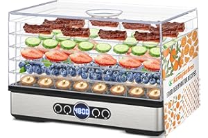 Konfintos Food Dehydrator for Jerky, 5 BPA-Free Trays 400W Small Dehydrator Machine for Meat, Fruits, Mushroom, Herbs, Dog Tr