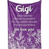 InnoBeta Gigi Gifts for Grandma, Gifts for Gigi, Flannel Throw Blankets on Mother's Day, Christmas, Birthday, 50" x 65", Pueple Flowers