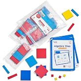 hand2mind Foam Algebra Tiles Small Group Set, 6 Sets of 32 | 20 Guided Activities, Tiles for Math Centers, Middle School Math Manipulatives, Montessori Classroom Must Haves for Teachers