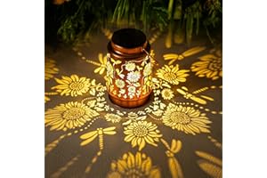 GR8GARDENS Fathers Day Gifts Dragonfly Solar Lanterns Outdoor Waterproof Hanging Sunflower Solar Lights Gifts for Women Mom Men Metal Decorative LED Lantern Outside for Garden Decor, Yard, Patio, Lawn, Backyard