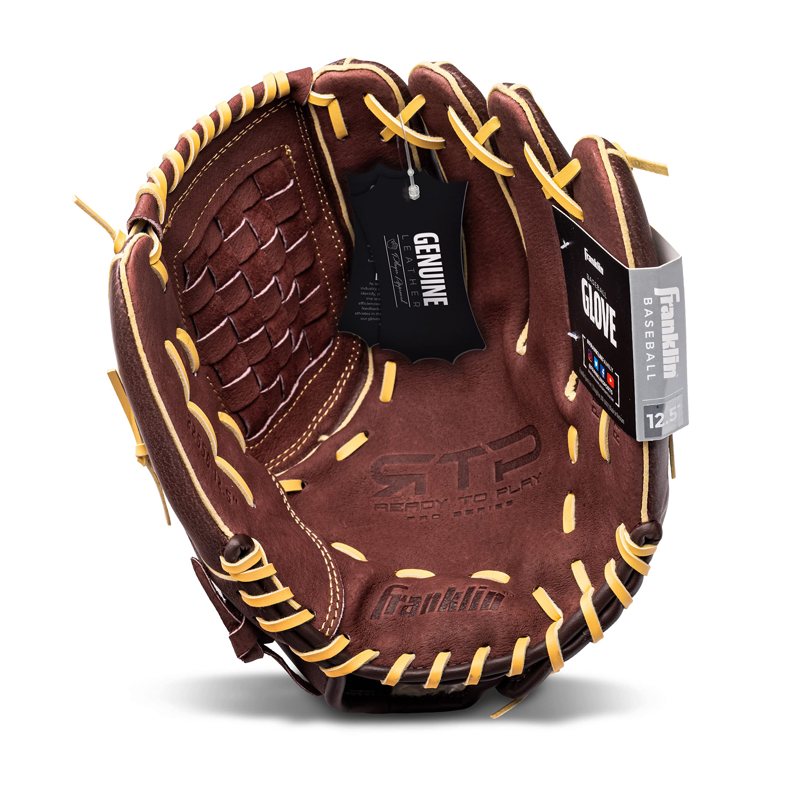 Franklin Sports RTP Pro Baseball Glove - Adult + Youth Fielding Mitt - Righty - Camel