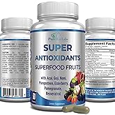 Super Antioxidant Fruit Superfood Complex - Powerful Antioxidant Superfruits, Acai, Goji, Noni, Mangosteen, Pomegranate, Elderberry, Resveratrol, Immune Support, Skin Care - 60 Capsules