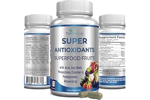 YUMMYVITE Super Antioxidant Fruit Superfood Complex - Powerful Antioxidant Superfruits, Acai, Goji, Noni, Mangosteen, Pomegranate, Elderberry, Resveratrol, Immune Support, Skin Care - 60 Capsules