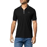 KARL LAGERFELD Men's Straight Collar Chest Logo 1/4 Zip Collared Polo