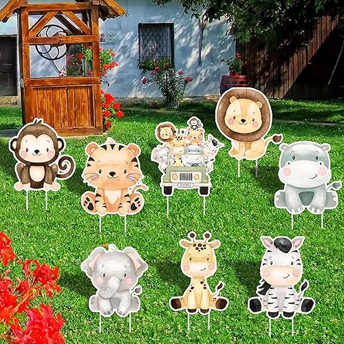 Senfaro Jungle Safari Baby Shower Yard Signs, Garden Lawn Safari