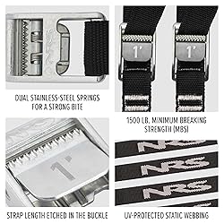 NRS 1" Heavy Duty Tie Down Strap 2 Pack - Stealth