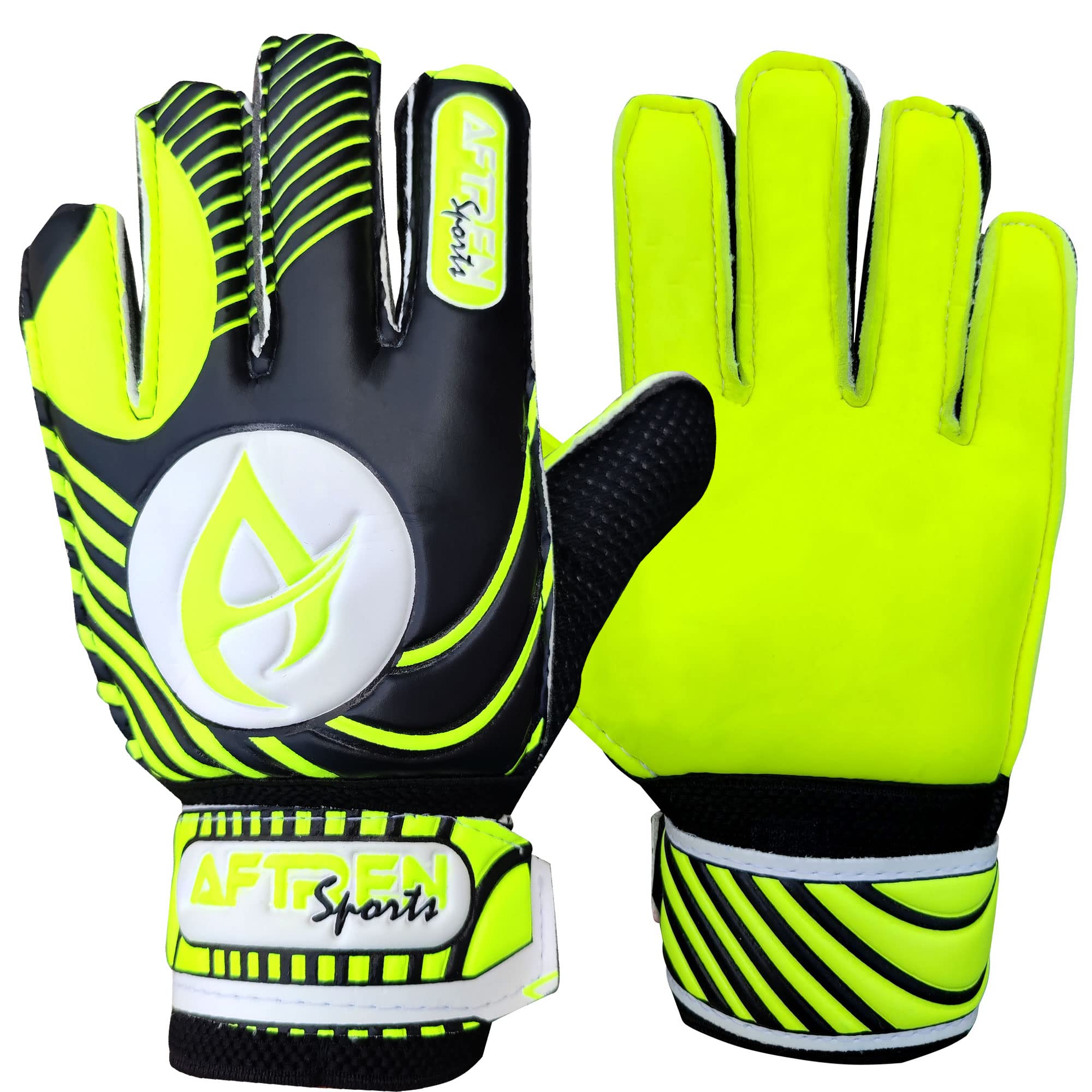AFTREN Kids Goalkeeper Gloves Football Gloves For Boys kid’s children adult Soccer Goalie Sports Practice Gloves Protection Super Grip Palms (Yellow, 4)