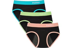 INNERSY Period Underwear for Teens Girls Cotton Leak-Proof Menstrual Panties 3-Pack