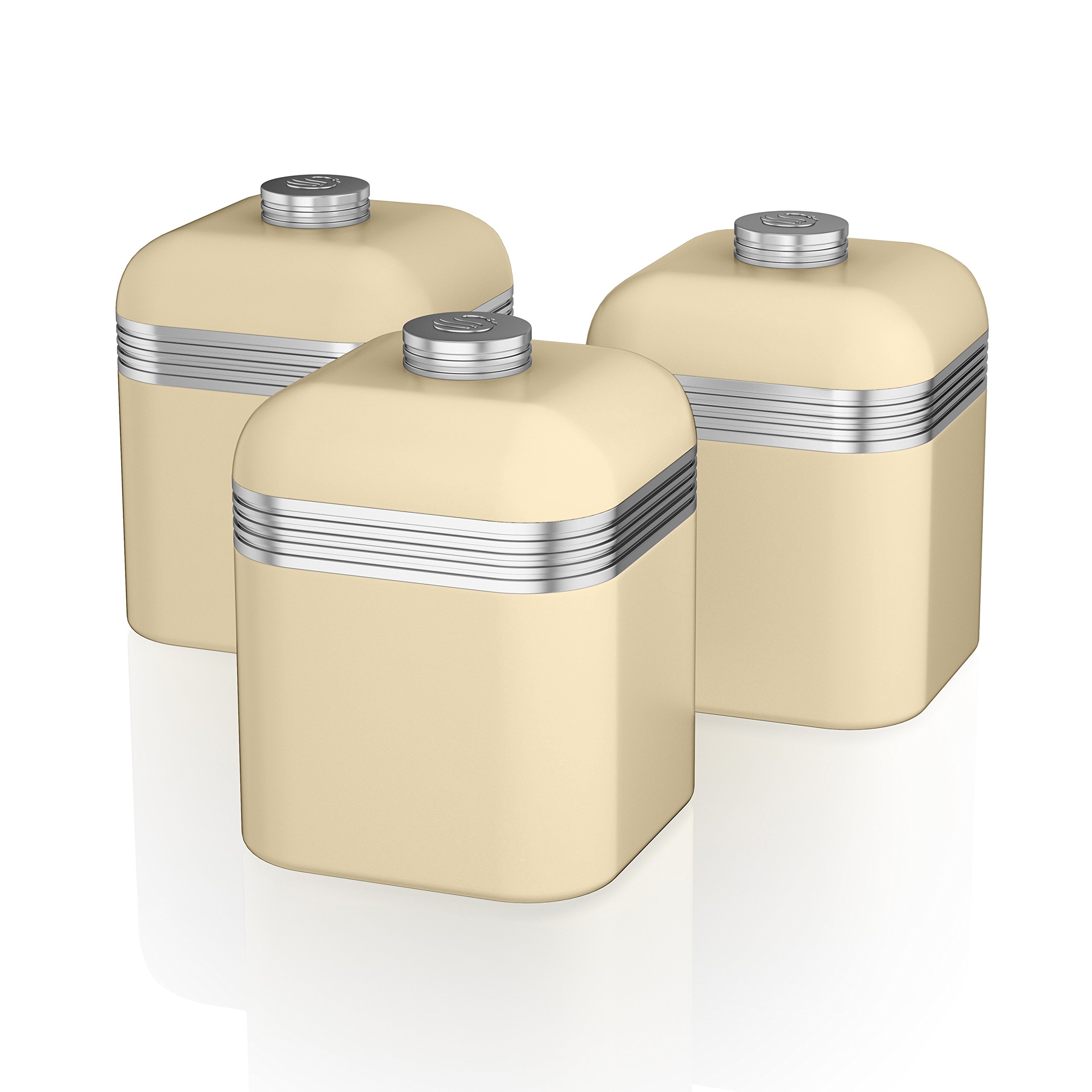 Swan Retro Set of 3 Canisters (Cream)