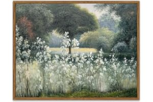 SHENIFY Vintage Landscape Framed Canvas Wall Art Forest Pond Classic Hallway Bathroom Office Decor - 11x14in Natural Framed