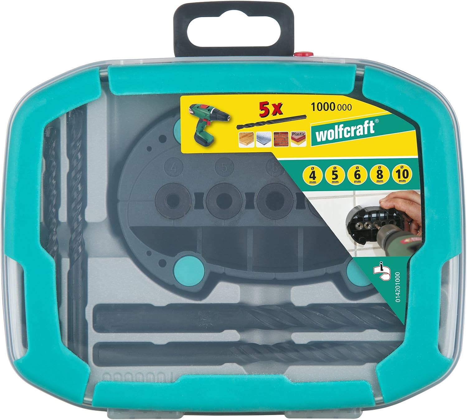 wolfcraft Universal Drill Set including Drilling Aid 6 Pcs. I 1000000 I The Practical Entry-Level Set for Drilling Vertical Holes - Image 3
