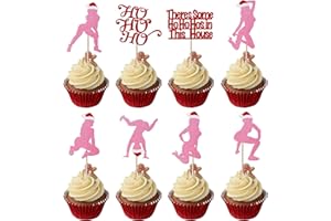 Rsstarxi 24 Pack Christmas Cupcake Toppers Theres Some Ho Ho Hos in This House Cupcake Picks Merry Christmas Cake Decorations for Dancing Girl Xmas Holiday Bachelorette Birthday Party Supplies Pink