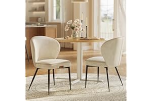 VASAGLE EKHO Collection - Dining Chairs Set of 2, Upholstered Kitchen Chairs, Comfortable Seat, Synthetic Leather with Stitching, Mid-Century Modern, Easy Assembly, Living Room Lounge, Cream White