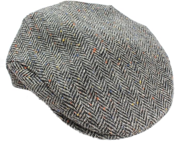 herringbone wool flat cap