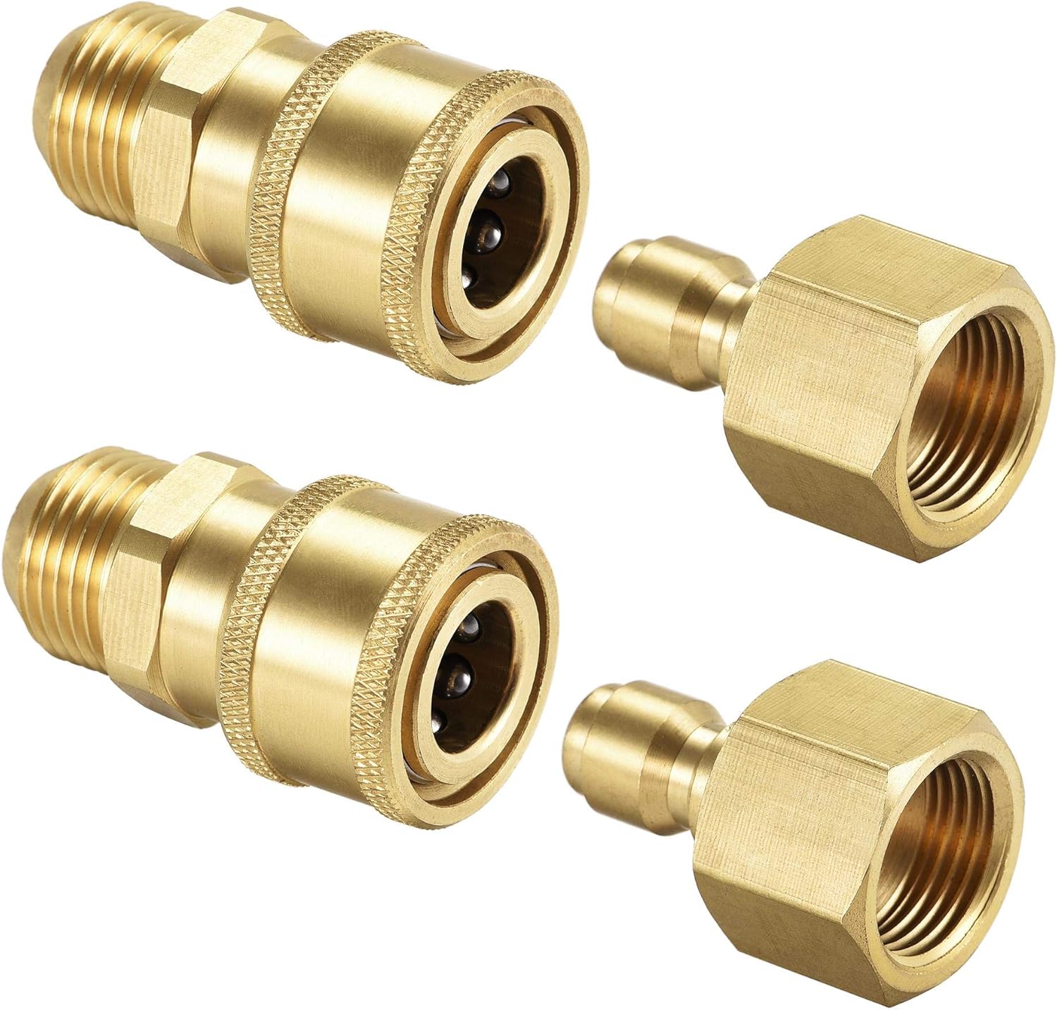 sourcing map Garden Hose Brass Quick Connect Set Fittings M18x1.5 Male & M18 Female Thread Water Hose Connectors Pressure Washer Adapter