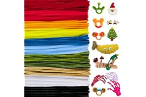 AHUIFT Upgraded 110PCS 11 Colors Assorted Chenille Stems Pipe Cleaners Craft DIY Art Supplies Thicker Fuzzy Wire Sticks Bulk for Kids and Toddlers