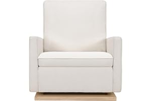 babyletto Cali Pillowback Chair and a Half Glider in Performance Cream Eco-Weave with Light Wood Base, Water Repellent & Stain Resistant, Greenguard Gold and CertiPUR-US Certified