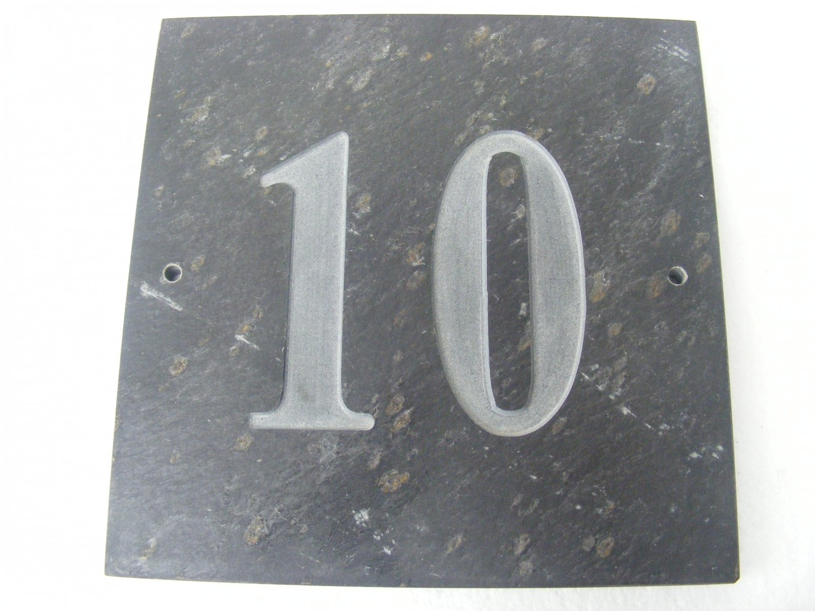 Number 10 Natural Grey Slate House Door Number 6 x 6 inch Deeply Engraved Natural Surface Sign Plaque House Warming Gift 150 x 150mm No 10