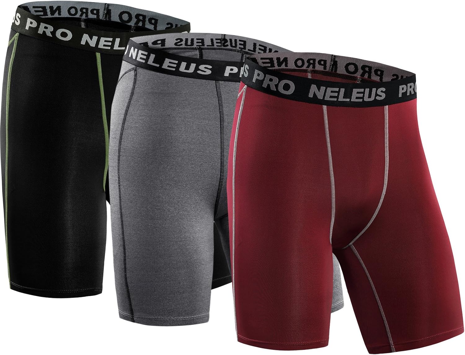 Neleus Men's 3 Pack Compression Short: Clothing