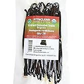 26 Organic Madagascar Vanilla Beans Extract Exclusive Grade B.11.5 - 14cm by FITNCLEAN Vanilla. Bulk Dry Whole Bourbon Non-GM