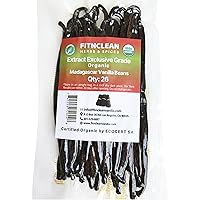 26 Organic Madagascar Vanilla Beans Extract Exclusive Grade B.11.5 - 14cm by FITNCLEAN Vanilla. Bulk Dry Whole Bourbon Non-GM