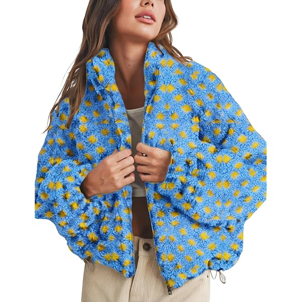 chouyatou Women Winter Casual Checkered Fleece Jacket Fuzzy