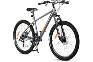 UOKAA 26 Inch Mountain Bike with High Carbon Steel Frame, Front Suspension Fork, 21-Speed Gears for Men and Women, Outdoor Sports Bicycle for Trail and Road