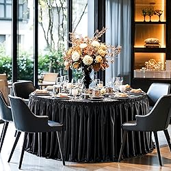 21ft Length Glitter Black Table Skirt for 8ft